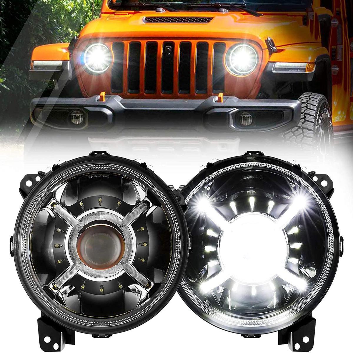 (2pcsset) 9 Round 100W LED light with Hi-Lo Beam DRL for 2018-2022 Jeep Wrangler JL 2019-2022 Gladiator JT
